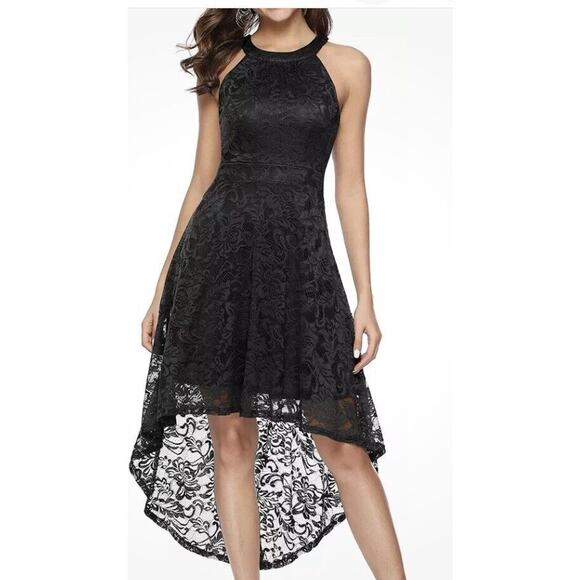 Halter Hi-Lo Floral Lace Cocktail Dress Sleeveless Bridesmaid Formal S/XXL - Picture 14 of 16